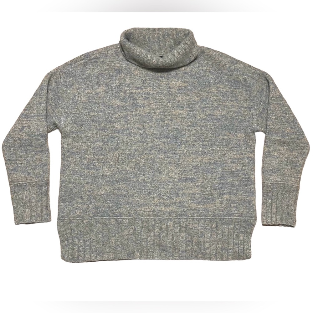 Charter Club Luxery 100% Cashmere Turtleneck Crop Sweater In Gray & Tan Sz M/L